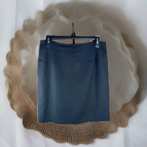 Studio C Skirt Size 14 Black Linen/Rayon Back Zip Lined - Picture 1 of 4